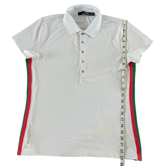 Ralph Lauren RLX Striped-Trim‎ Golf Polo Shirt White Performance Snap M $98.50 - Picture 9 of 11